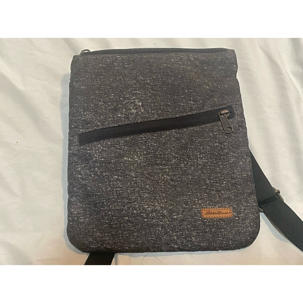 Eddie Bauer Men’s Gray Medium Crossbody Bag Zip Closure Adjustable Strap Pockets